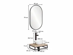 Hot Lavabo SOHO slim + lavabo + grifo + espejo Blanco