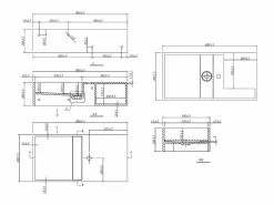 Discount Shower & Design Lavabo suspendido de solid surface con estante - 80 cm - GOYOKO Blanco
