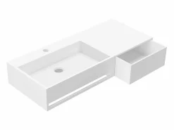 Shower & Design Lavabo suspendido de solid surface con toallero - 90 cm - GANDAKI