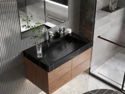 Outlet Shower & Design Lavabo suspendido efecto mármol - 90 cm - TAKOTNA Negro