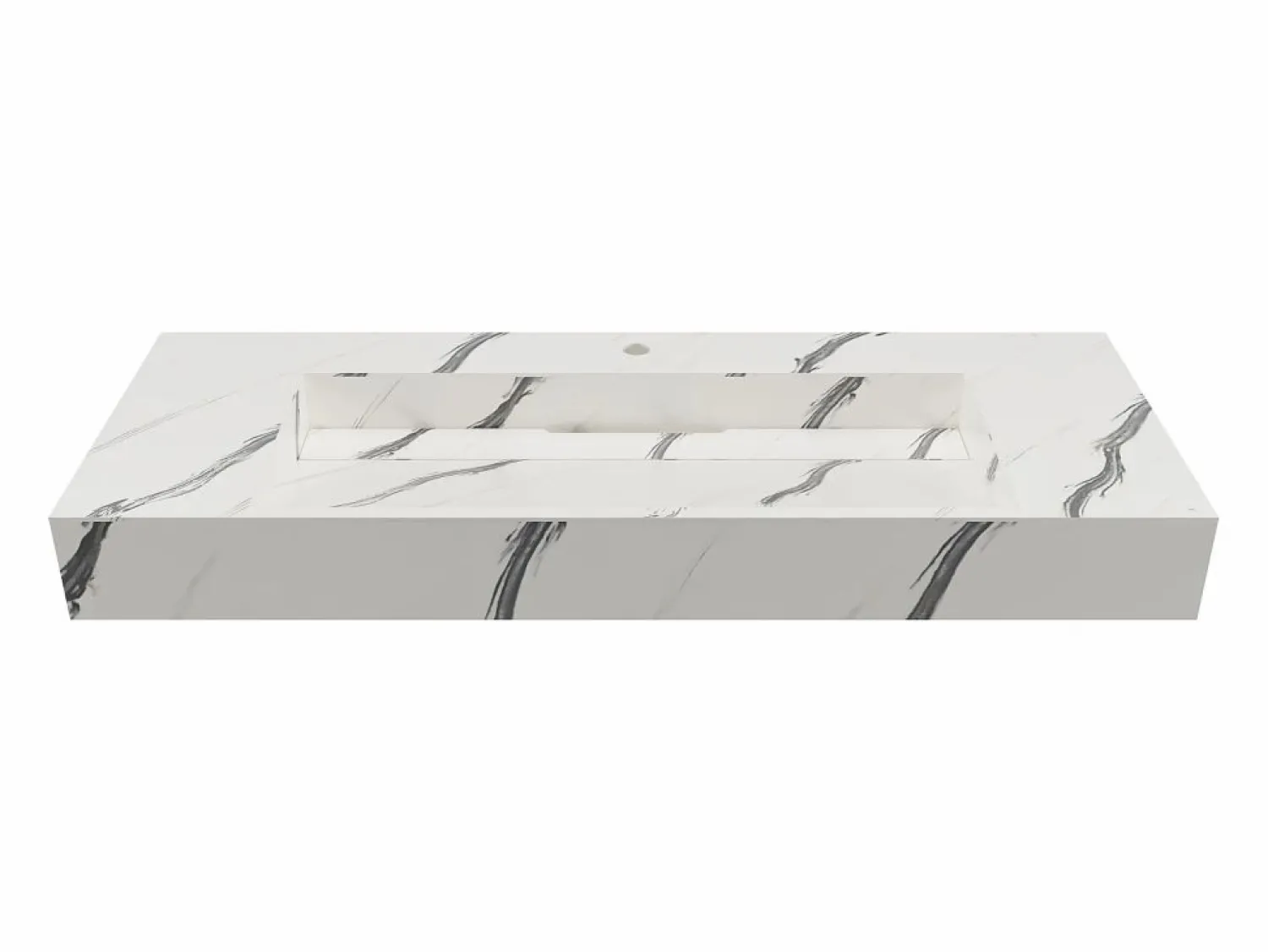 Sale Shower & Design Lavabo suspendido efecto mármol blanco - 120 cm - TAKOTNA Negro / Blanco