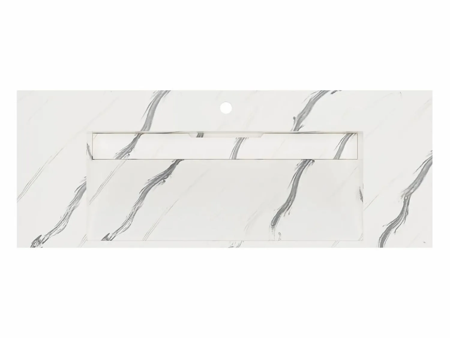 Sale Shower & Design Lavabo suspendido efecto mármol blanco - 120 cm - TAKOTNA Negro / Blanco