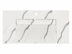 Shower & Design Lavabo suspendido efecto mármol blanco - 90 cm - TAKOTNA