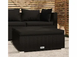 Online Garden Furniture Layla Hope Reposapiés de jardín y cojín ratán sintético 70x70x30 cm Negro
