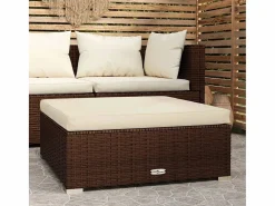 New Layla Hope Reposapiés de jardín y cojín ratán sintético marrón 70x70x30cm Reposapiés