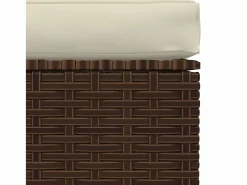 New Layla Hope Reposapiés de jardín y cojín ratán sintético marrón 70x70x30cm Reposapiés