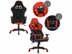 Best ML-DESIGN LED Gaming Silla Silla de escritorio Silla de oficina Silla giratoria Ajustable Rojo