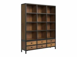 Rendez-Vous Déco Librería 6 cajones 12 nichos en metal y madera de cedro - Shelby