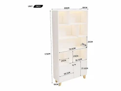 Outlet ModernLuxe Librería 80×30×173 cm - iluminación LED de cambio de color - 2 puertas - compartimentos de almacenamiento - Blanco