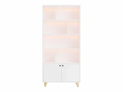 Outlet ModernLuxe Librería 80×30×173 cm - iluminación LED de cambio de color - 2 puertas - compartimentos de almacenamiento - Blanco