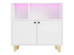 Outlet ModernLuxe Librería 80×30×173 cm - iluminación LED de cambio de color - 2 puertas - compartimentos de almacenamiento - Blanco
