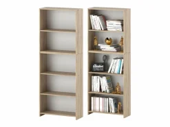 Discount Librería - Estantería multifunción Roble Sonoma 5 niveles 70X30x189cm - Para libros, juguetes y accesorios de oficina Color natural oscuro