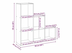 vidaxl Librería biombo de 3 niveles, blanca, 99x29x99 cm, madera de ingeniería Blanco