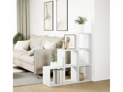 vidaxl Librería biombo de 3 niveles, blanca, 99x29x99 cm, madera de ingeniería Blanco