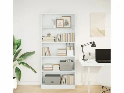 Librería blanca 80x24x176 cm madera contrachapada