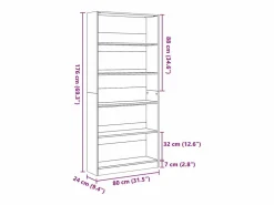 Librería blanca 80x24x176 cm madera contrachapada