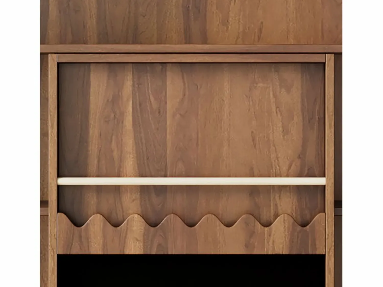 New Librería color nogal con puerta corredera, pizarra y 9 estantes abiertos, MDF Librería
