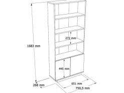 Online Vente-unique Librería con 2 puertas y 4 huecos - Blanco y natural - LOTULA Color natural claro / Blanco