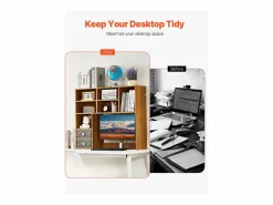 Outlet Librería de Escritorio SucceBuy. Organizador de Madera de 3 Niveles. con 2 Cajones de Tela. para Escritorio, Hogar y Dormitorio, Para Oficina Cajonera De Escritorio