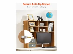 Outlet Librería de Escritorio SucceBuy. Organizador de Madera de 3 Niveles. con 2 Cajones de Tela. para Escritorio, Hogar y Dormitorio, Para Oficina Cajonera De Escritorio