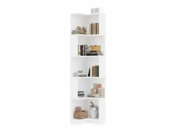 Best Librería de esquina - 63,5 x 45 x 175 cm - con LED + 5 niveles de almacenaje - MDF - Librería