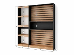 Sale Librería estantería, 170x25x186cm, Salón - Comedor - Oficina, Con Almacenaje, Roble y negro Librería