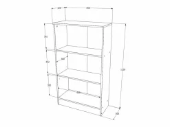 Librería haaus Flint, 2 estantes, , 70 x 32 x 122 cm