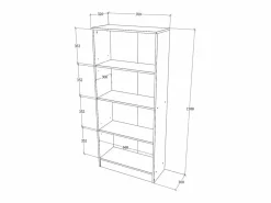 Librería haaus Flint, 3 estantes, , 70 x 32 x 159 cm