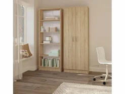 Hot Librería haaus Flint, 2 puertas, Roble Sonoma, 70 x 32 x 196 cm Consola Escritorio