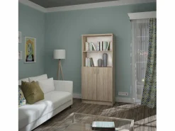 Discount Librería haaus Flint, con puertas inferiores y 1 estante, Roble Sonoma, 70 x 32 x 159 cm Consola Escritorio