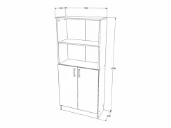 Online Librería haaus Flint, con puertas inferiores y 1 estante, , 70 x 32 x 159 cm Blanco