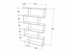 Online Librería haaus Kimo, 5 compartimentos, , 90 x 20 x 160 cm Blanco