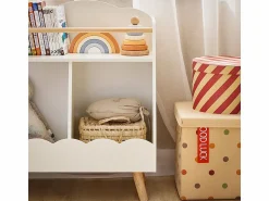 Discount Sobuy Librería Infantil Pequeño para Niños con 1 Estantería y 2 Compartimentos Organizador de Juguetes y Libros para Niños KMB100-K-W ES Blanco