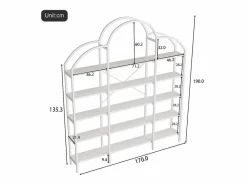 Discount ModernLuxe Librería moderna de metal 170×26×190 cm - forma de nube - 5 niveles de almacenamiento - Blanco