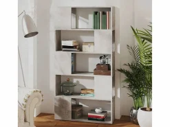 Discount vidaxl Librería separador contrachapada hormigón 80x24x155 cm Gris