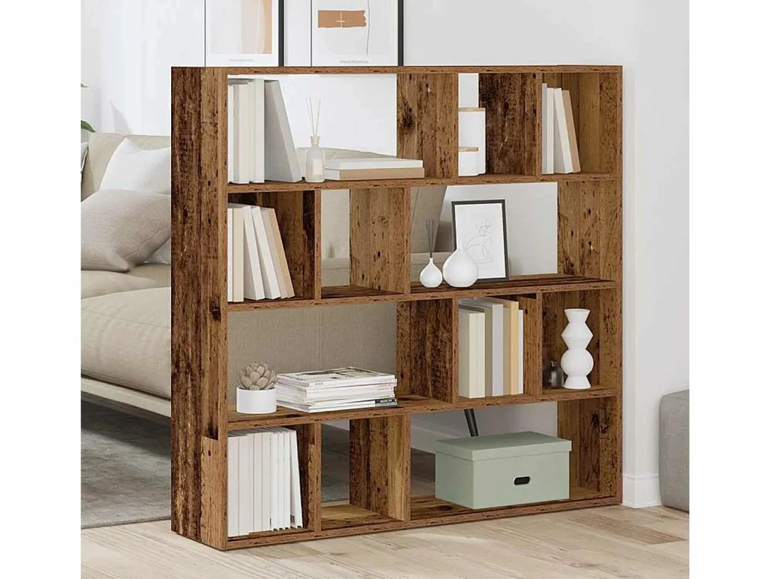 Hot Librería/Separador de ambientes madera vieja 105x24x102 cm Biombo