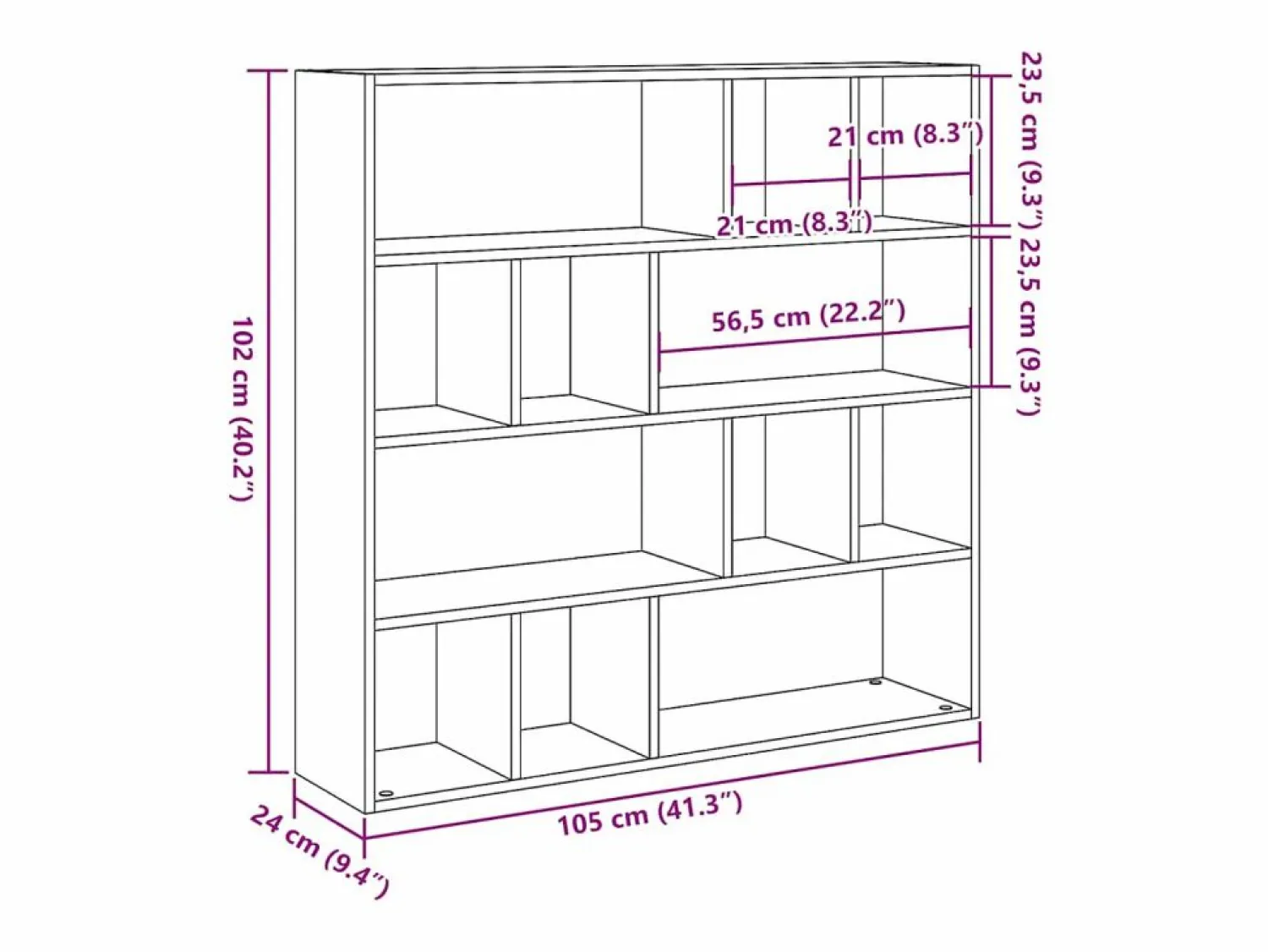 Hot Librería/Separador de ambientes madera vieja 105x24x102 cm Biombo