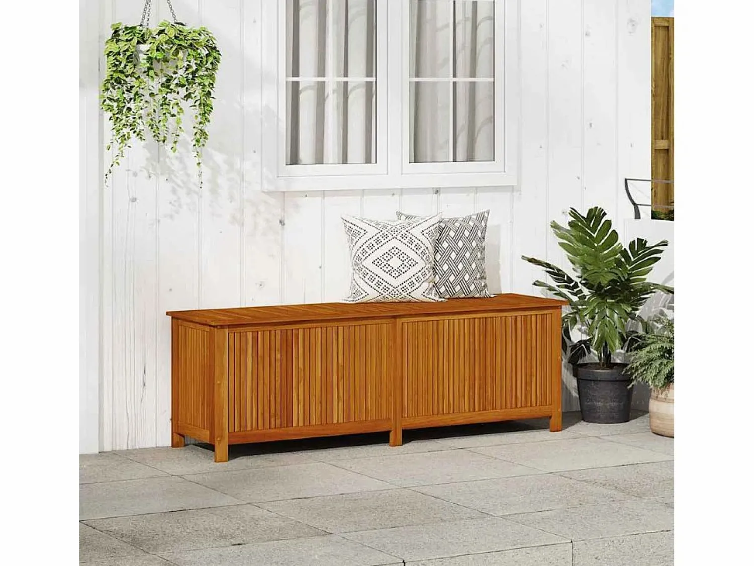 Garden Furniture Lioen Caja de almacenaje de jardín madera maciza acacia 175x50x58 cm