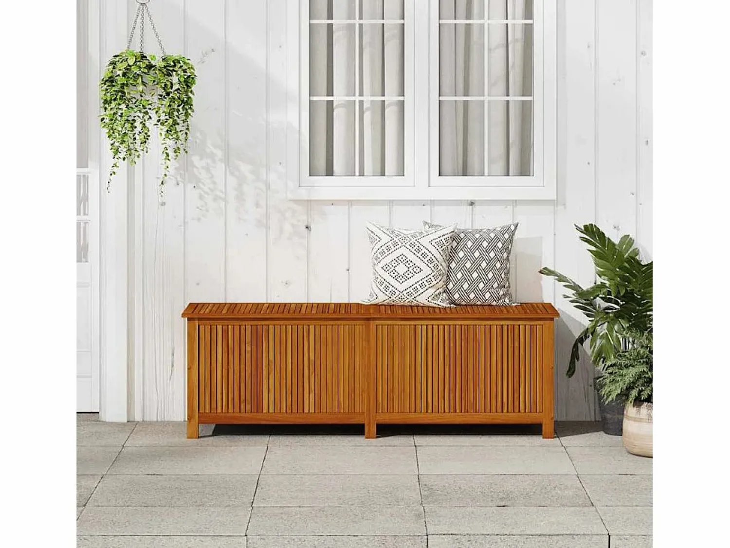 Garden Furniture Lioen Caja de almacenaje de jardín madera maciza acacia 175x50x58 cm