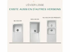 Essebagno Lisse fregadero reversible 2 cubetas 1 escurridor en resina blanca Blanco