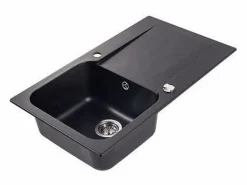 Essebagno Lisse fregadero reversible 1 cubeta 1 escurridor en resina negra