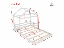 Online ModernLuxe Lit cabane 140x200cm en bois massif - avec sommier à lattes - Blanc (matelas non inclus) Blanco