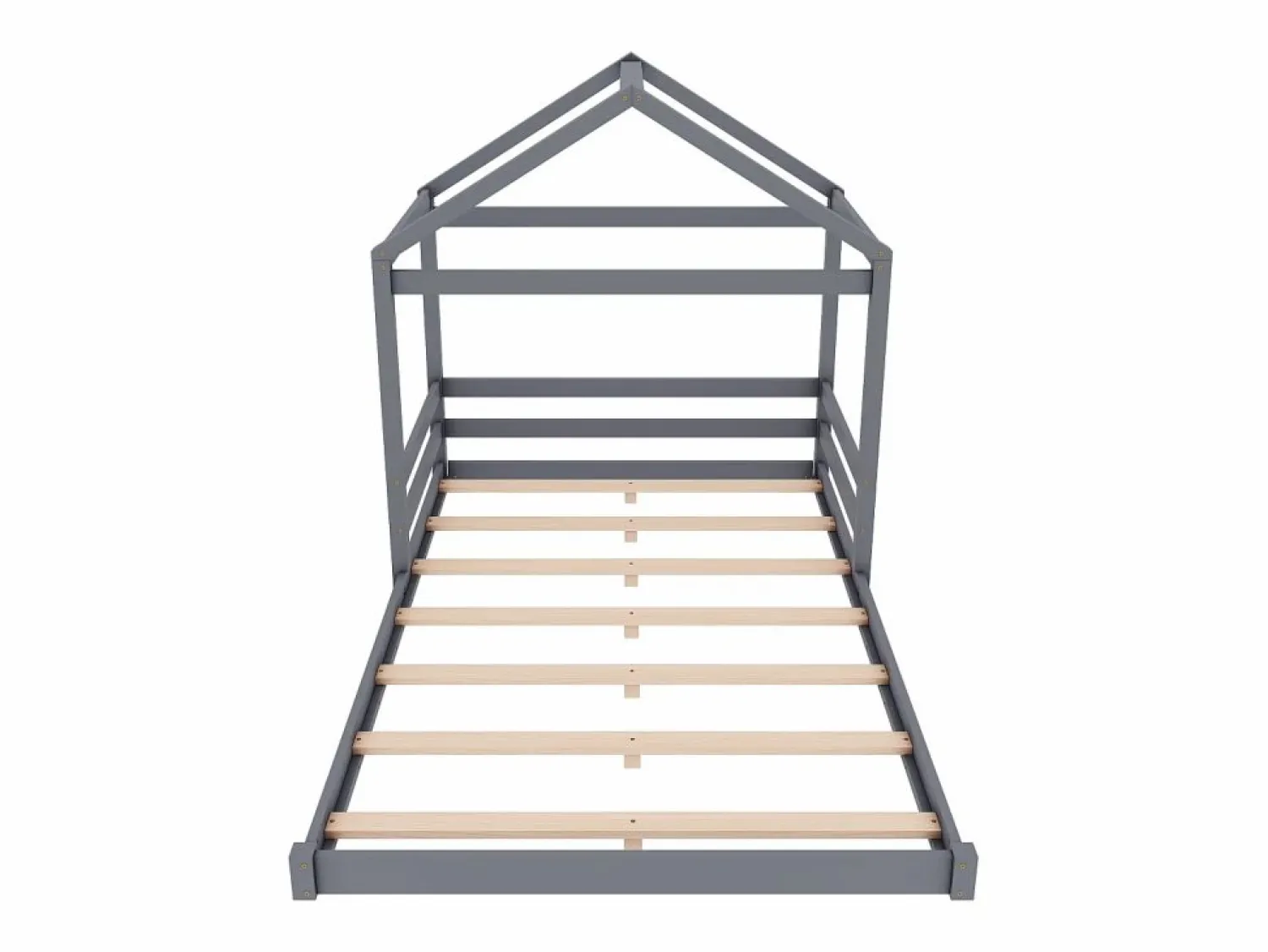 Best ModernLuxe Lit cabane 140x200cm en bois massif - avec sommier à lattes - (matelas non inclus) Gris