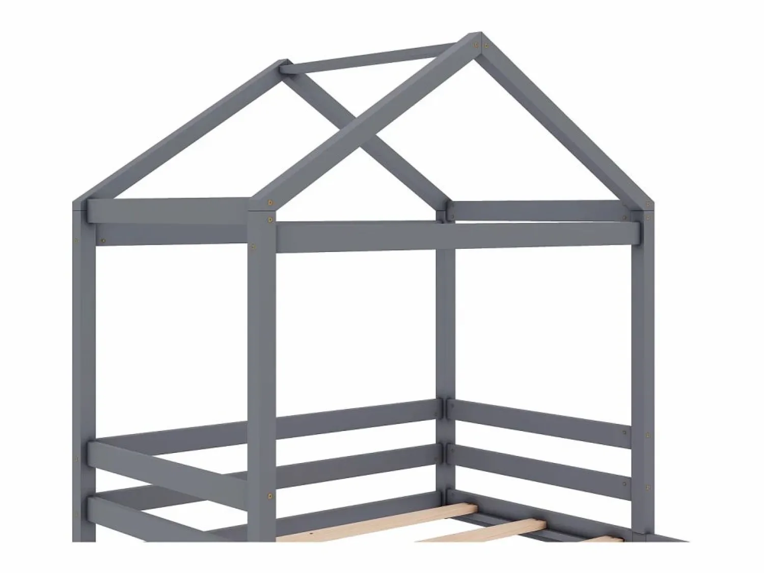 Best ModernLuxe Lit cabane 140x200cm en bois massif - avec sommier à lattes - (matelas non inclus) Gris