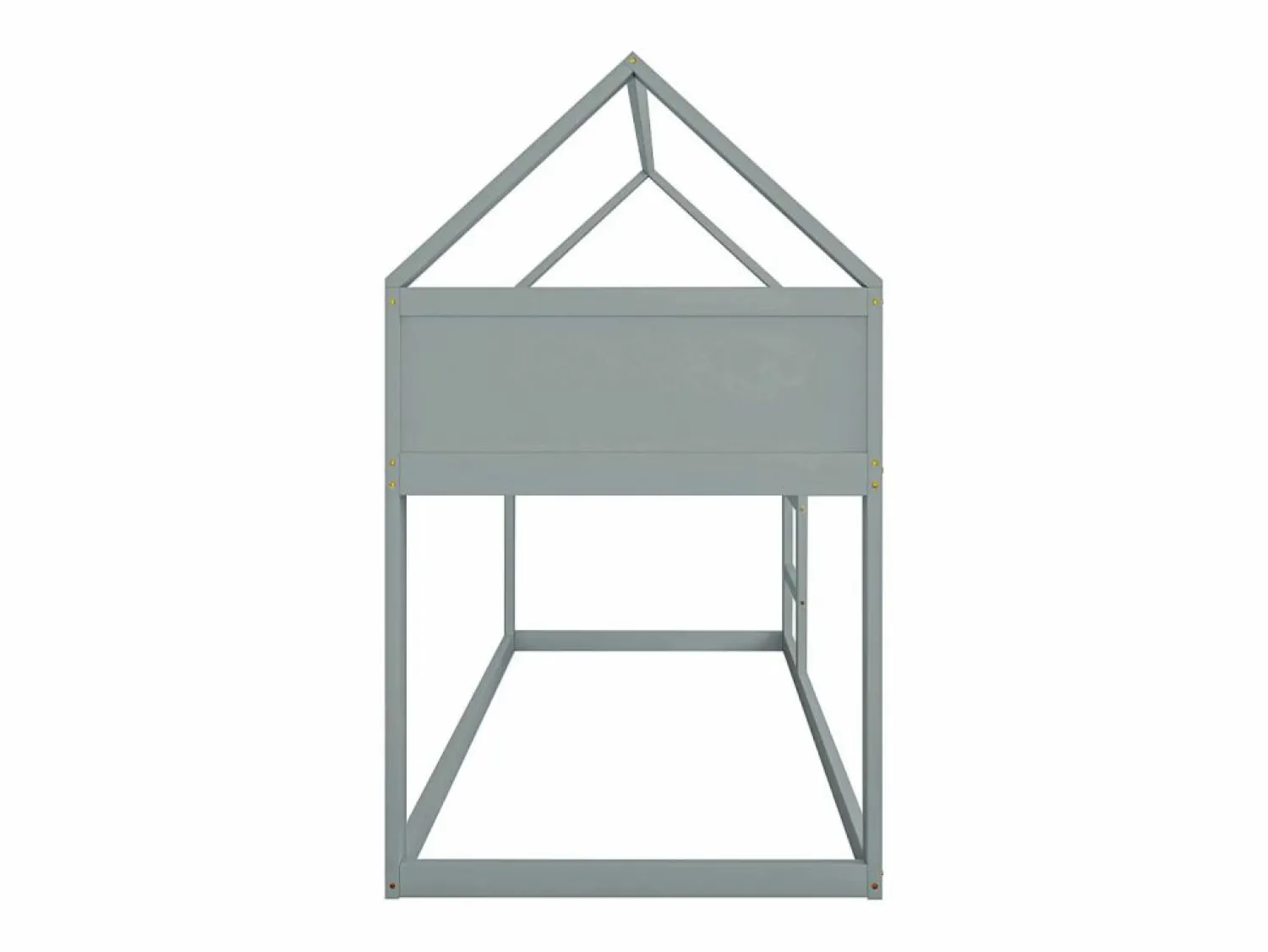 Discount Lit superposé 90x200cm, lit cabane enfant avec escalier et 1x sommier à lattes en haut, cadre en bois massif, bois Gris