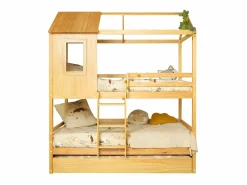 Litera + cama de arrastre madera pino 90x190/90x190cm