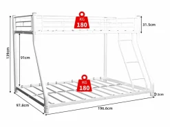 Litera 90/140 x 190 cm - Cama infantil con escalera y barandillas de seguridad - metal - sin colchón Cama Litera