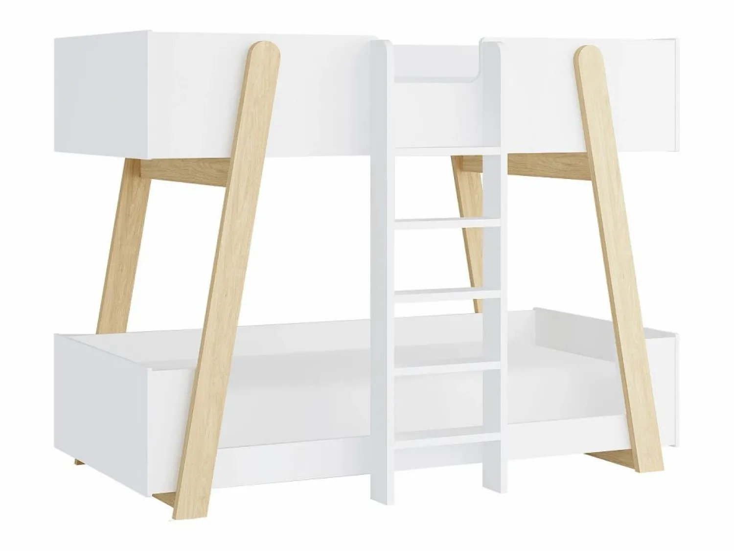 Vente-unique Litera 90 x 190 cm blanco y natural + colchón - CORODELA