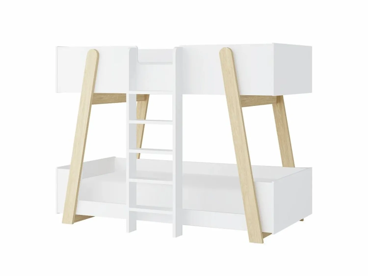 Vente-unique Litera 90 x 190 cm blanco y natural + colchón - CORODELA