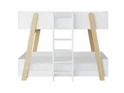 Vente-unique Litera 90 x 190 cm blanco y natural + colchón - CORODELA